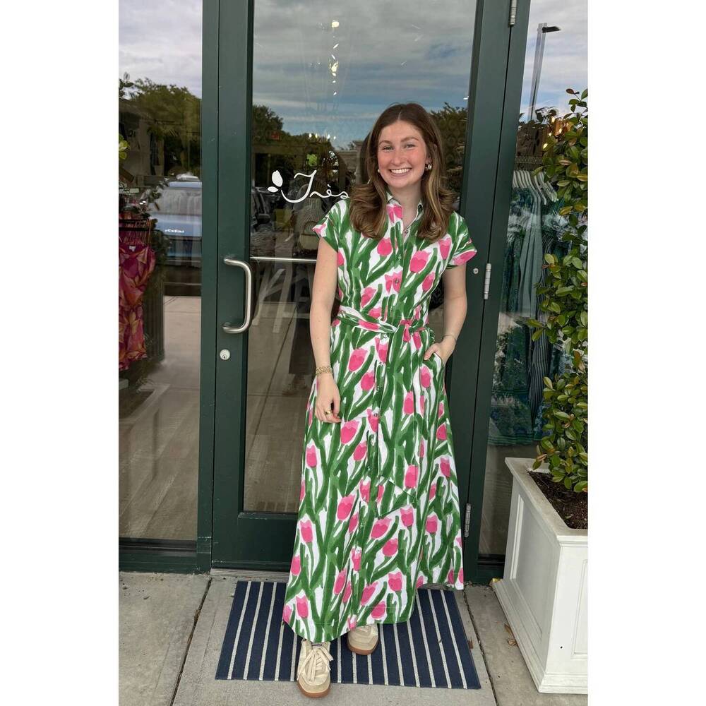 NEW FITZROY & WILLA savannah maxi dress in pink tulips